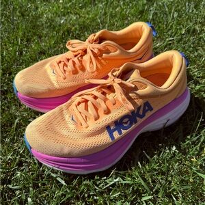 Hoka Bondi 8 Women's Orange and Pink Sneakers